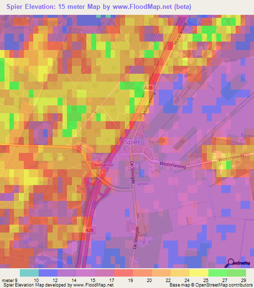 Spier,Netherlands Elevation Map