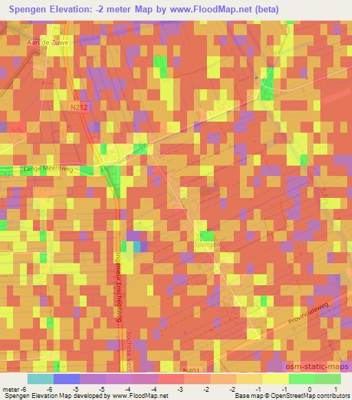Spengen,Netherlands Elevation Map