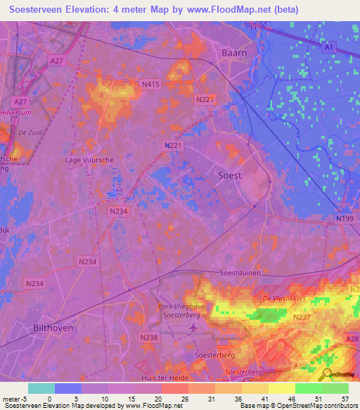 Soesterveen,Netherlands Elevation Map