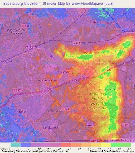 Soesterberg,Netherlands Elevation Map