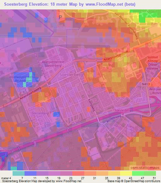 Soesterberg,Netherlands Elevation Map
