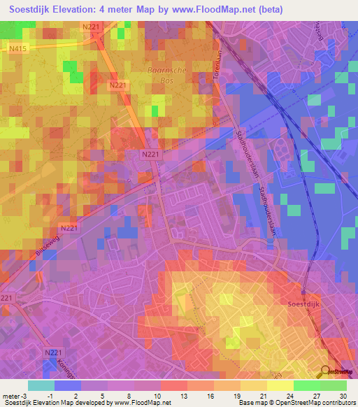 Soestdijk,Netherlands Elevation Map