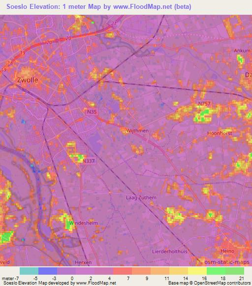 Soeslo,Netherlands Elevation Map