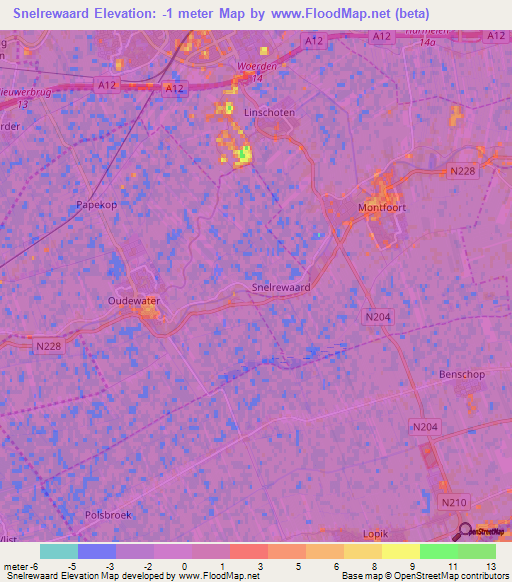 Snelrewaard,Netherlands Elevation Map
