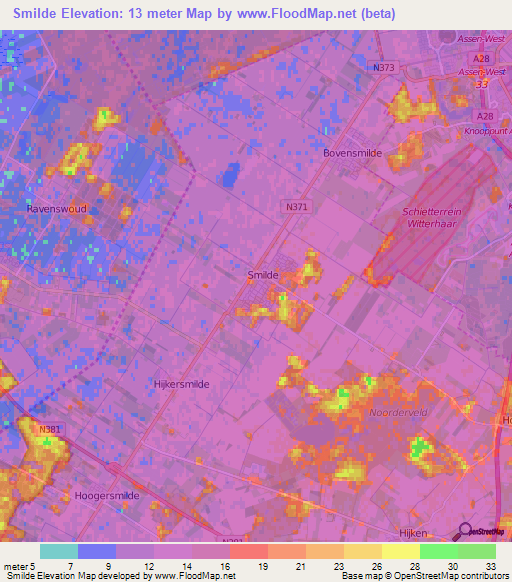 Smilde,Netherlands Elevation Map