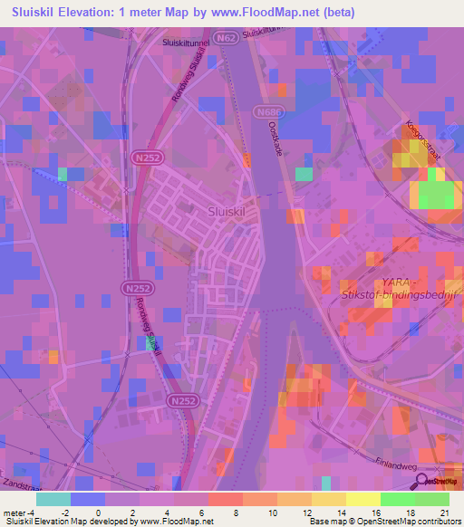 Sluiskil,Netherlands Elevation Map