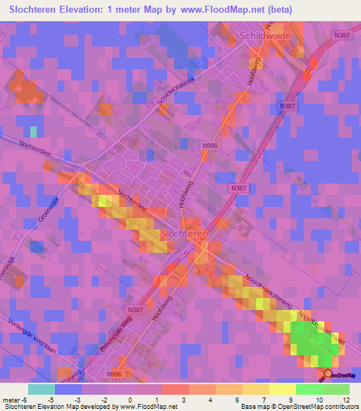 Slochteren,Netherlands Elevation Map