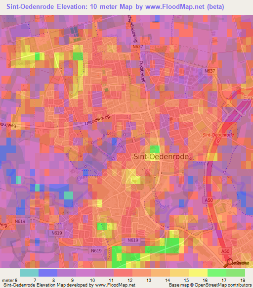 Sint-Oedenrode,Netherlands Elevation Map
