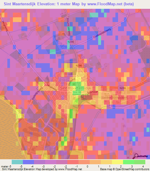 Sint Maartensdijk,Netherlands Elevation Map