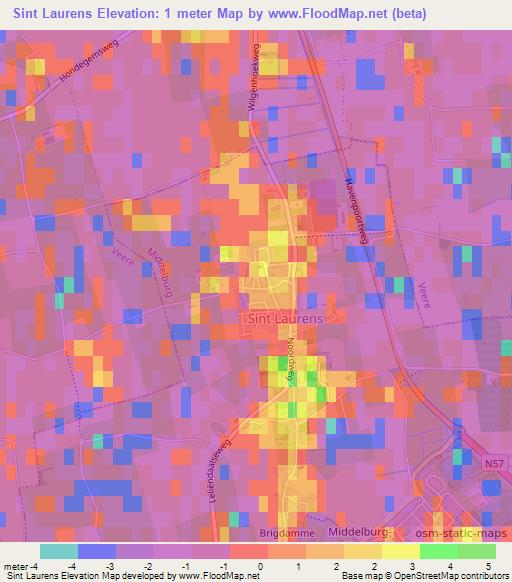 Sint Laurens,Netherlands Elevation Map