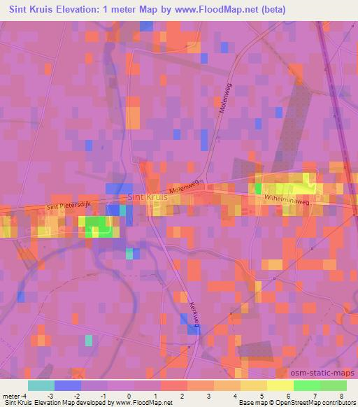 Sint Kruis,Netherlands Elevation Map