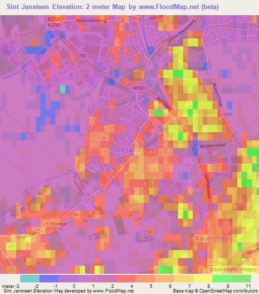 Sint Jansteen,Netherlands Elevation Map