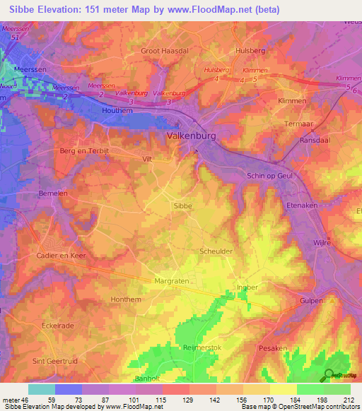 Sibbe,Netherlands Elevation Map