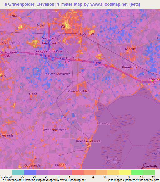 's-Gravenpolder,Netherlands Elevation Map
