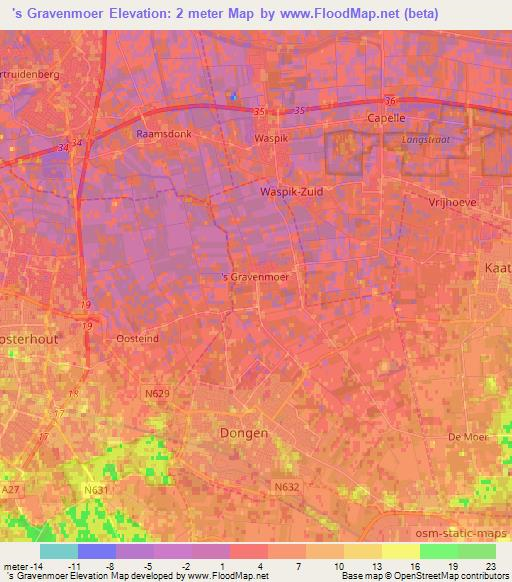 's Gravenmoer,Netherlands Elevation Map