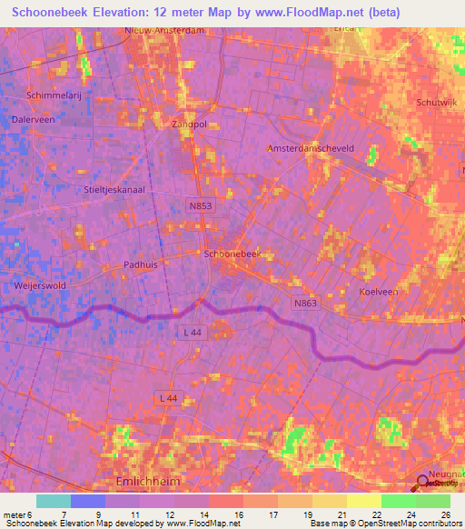 Schoonebeek,Netherlands Elevation Map