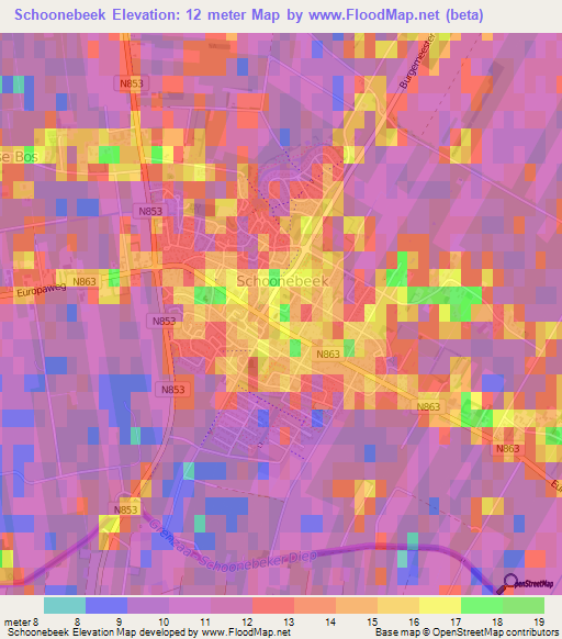 Schoonebeek,Netherlands Elevation Map