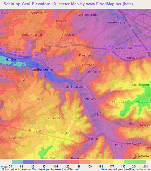 Schin op Geul,Netherlands Elevation Map