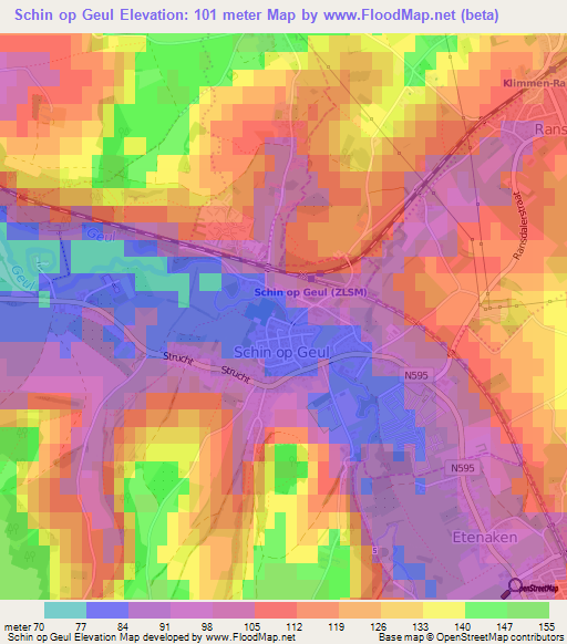 Schin op Geul,Netherlands Elevation Map