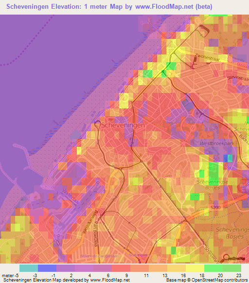 Scheveningen,Netherlands Elevation Map