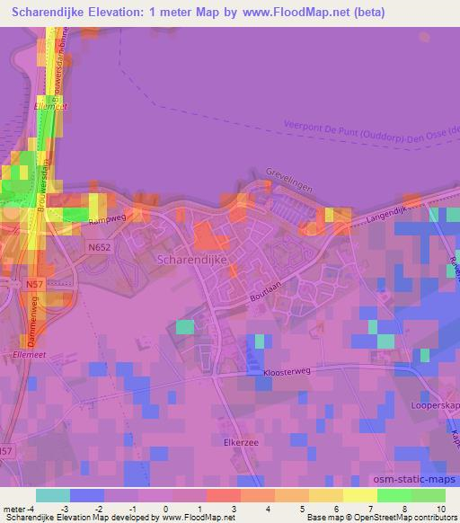 Scharendijke,Netherlands Elevation Map