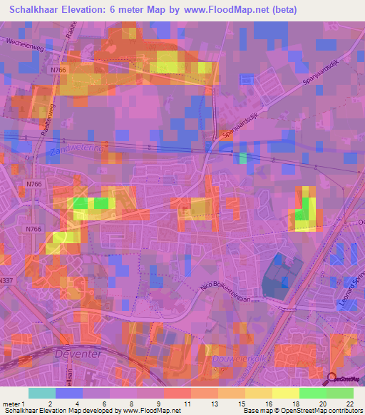Schalkhaar,Netherlands Elevation Map
