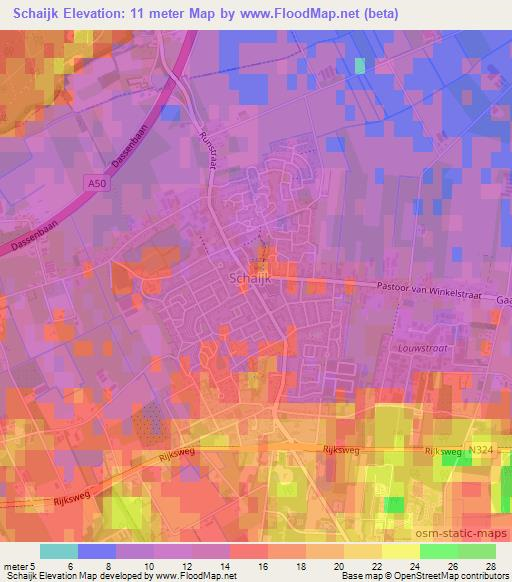 Schaijk,Netherlands Elevation Map