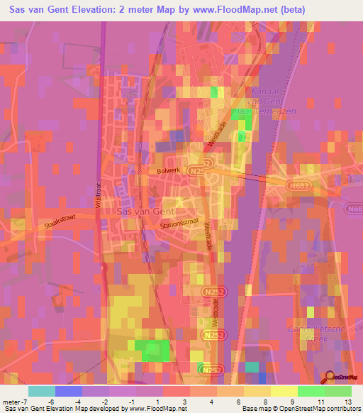 Sas van Gent,Netherlands Elevation Map