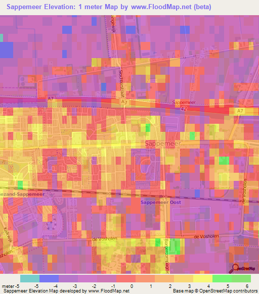 Sappemeer,Netherlands Elevation Map
