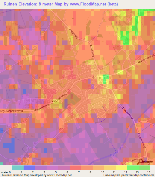 Ruinen,Netherlands Elevation Map