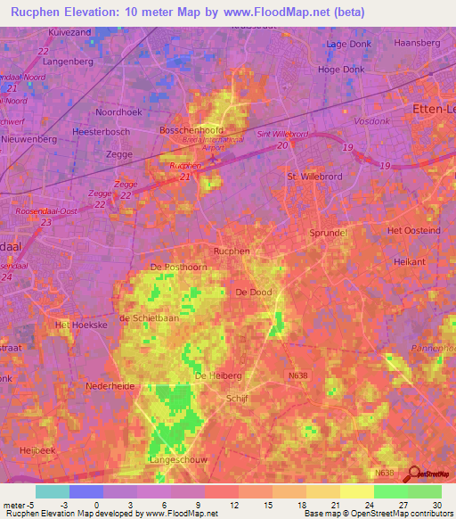 Rucphen,Netherlands Elevation Map