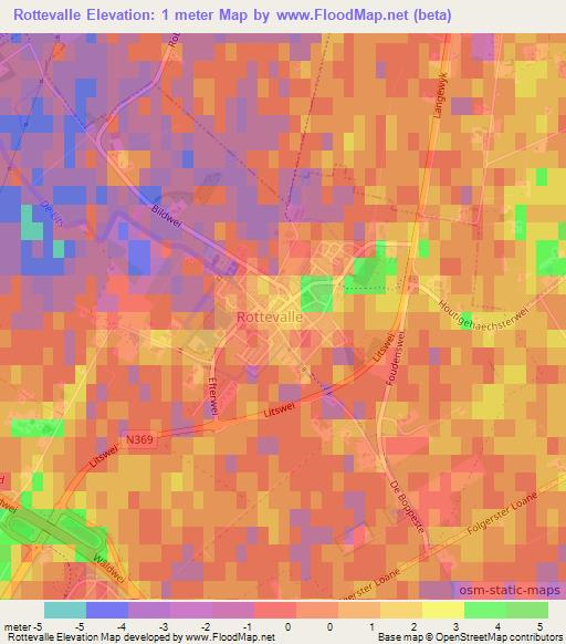Rottevalle,Netherlands Elevation Map
