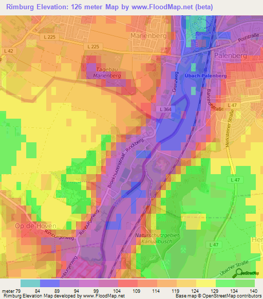 Rimburg,Netherlands Elevation Map