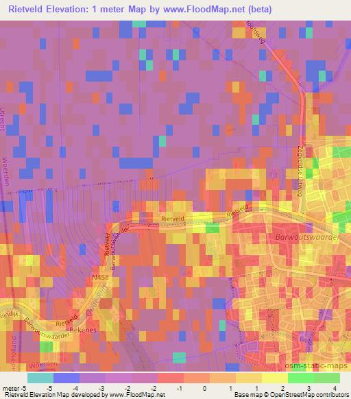 Rietveld,Netherlands Elevation Map