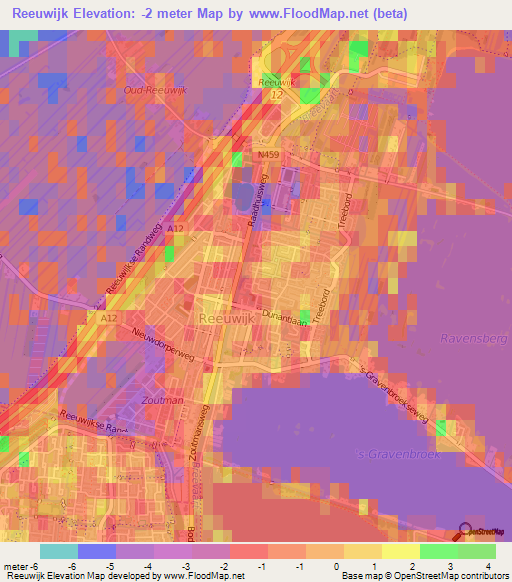 Reeuwijk,Netherlands Elevation Map