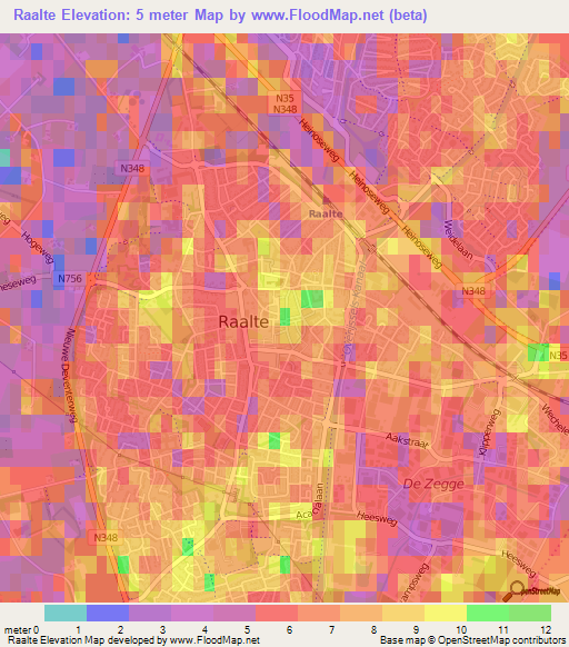 Raalte,Netherlands Elevation Map