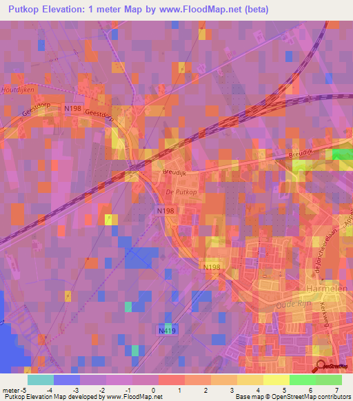 Putkop,Netherlands Elevation Map