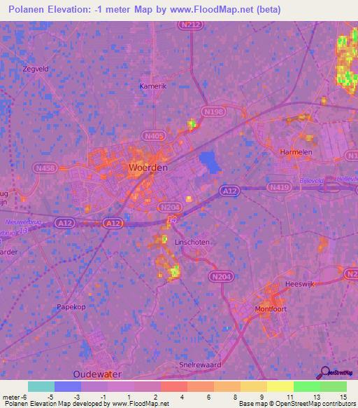 Polanen,Netherlands Elevation Map