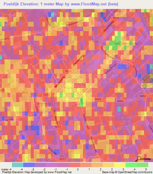Poeldijk,Netherlands Elevation Map