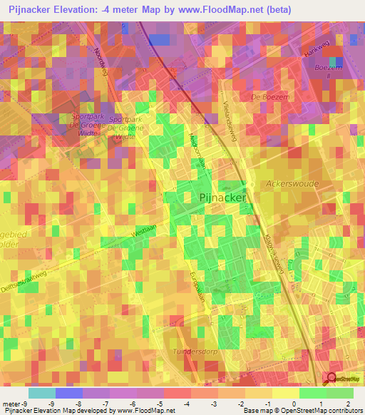 Pijnacker,Netherlands Elevation Map