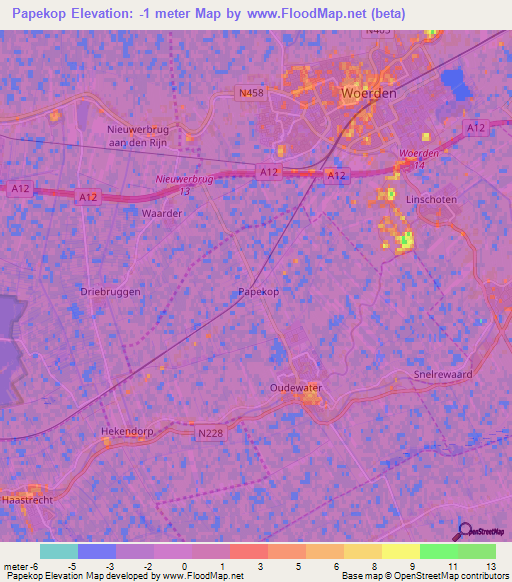 Papekop,Netherlands Elevation Map