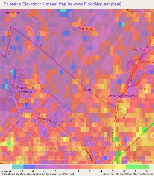 Palestina,Netherlands Elevation Map