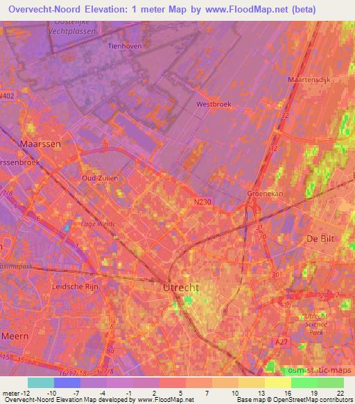 Overvecht-Noord,Netherlands Elevation Map
