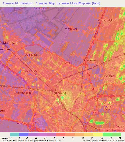 Overvecht,Netherlands Elevation Map