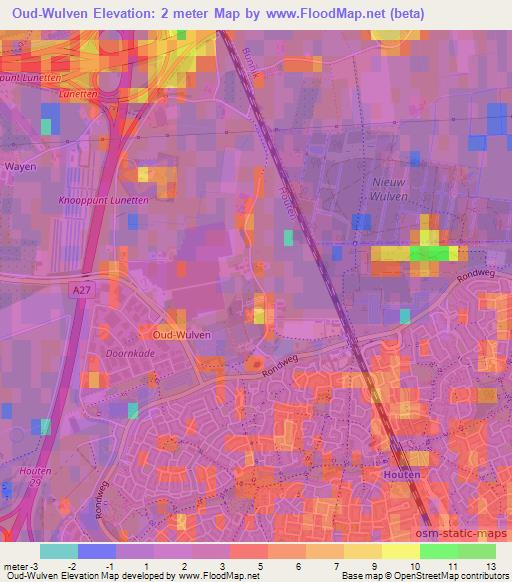 Oud-Wulven,Netherlands Elevation Map