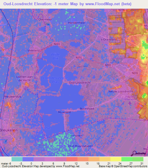 Oud-Loosdrecht,Netherlands Elevation Map