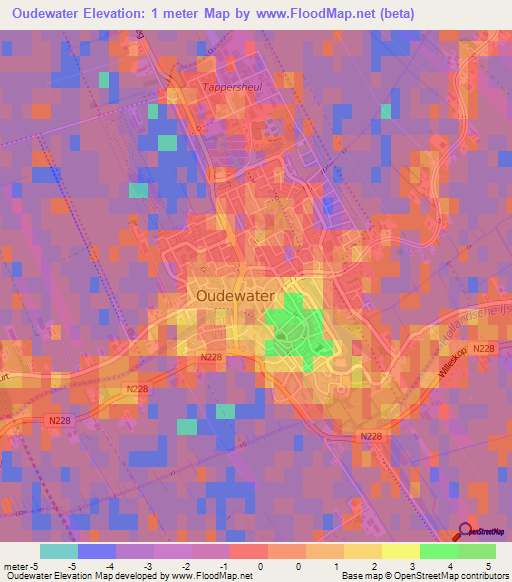 Oudewater,Netherlands Elevation Map