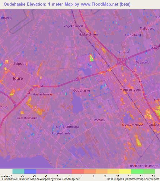Oudehaske,Netherlands Elevation Map