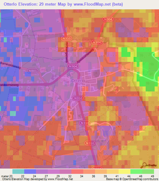 Otterlo,Netherlands Elevation Map
