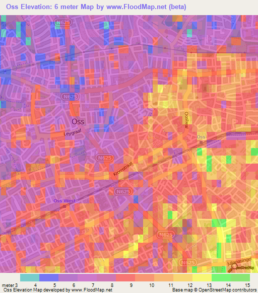 Oss,Netherlands Elevation Map